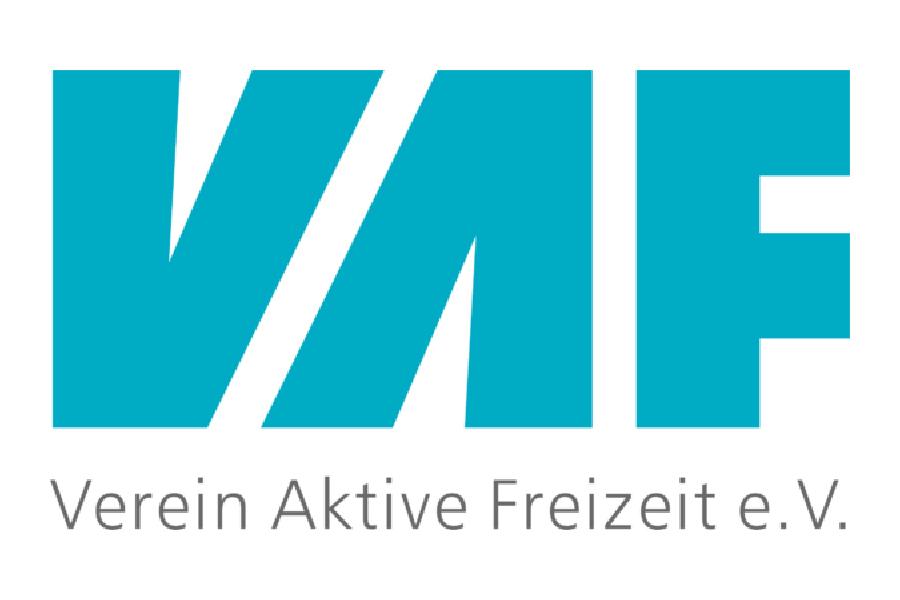 Logo des Vereins Aktive Freizeit e.V. mit blauen Buchstaben &bdquo;VAF&ldquo; und darunterem Schriftzug in Grau.