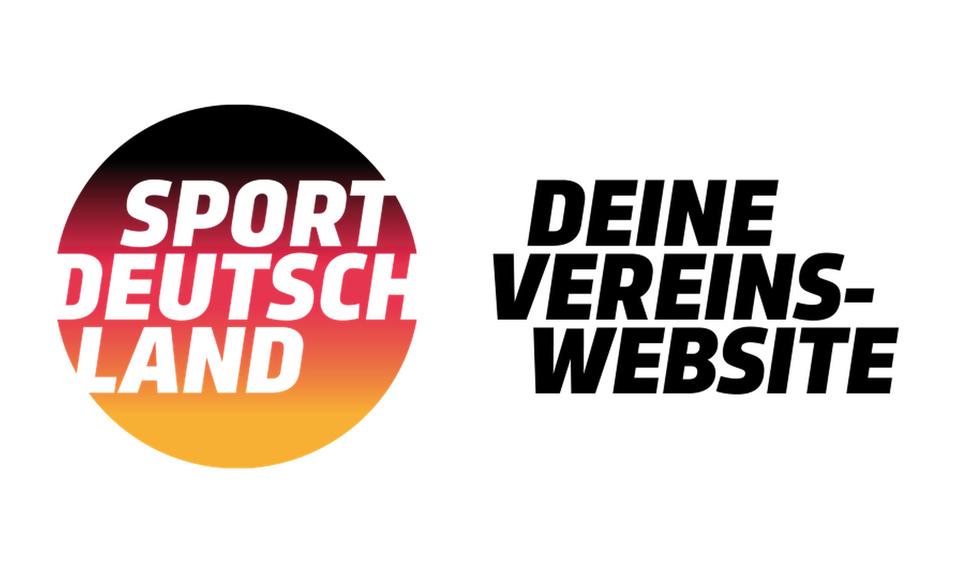 Logo von &bdquo;Sport Deutschland&ldquo; mit dem Slogan &bdquo;Deine Vereinswebsite&ldquo; in modernem Schriftzug.