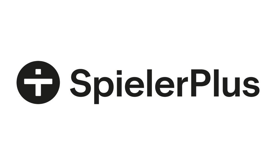 Logo von SpielerPlus, bestehend aus einem Plus-Symbol und dem Schriftzug &bdquo;SpielerPlus&ldquo; in schwarzer Schrift.