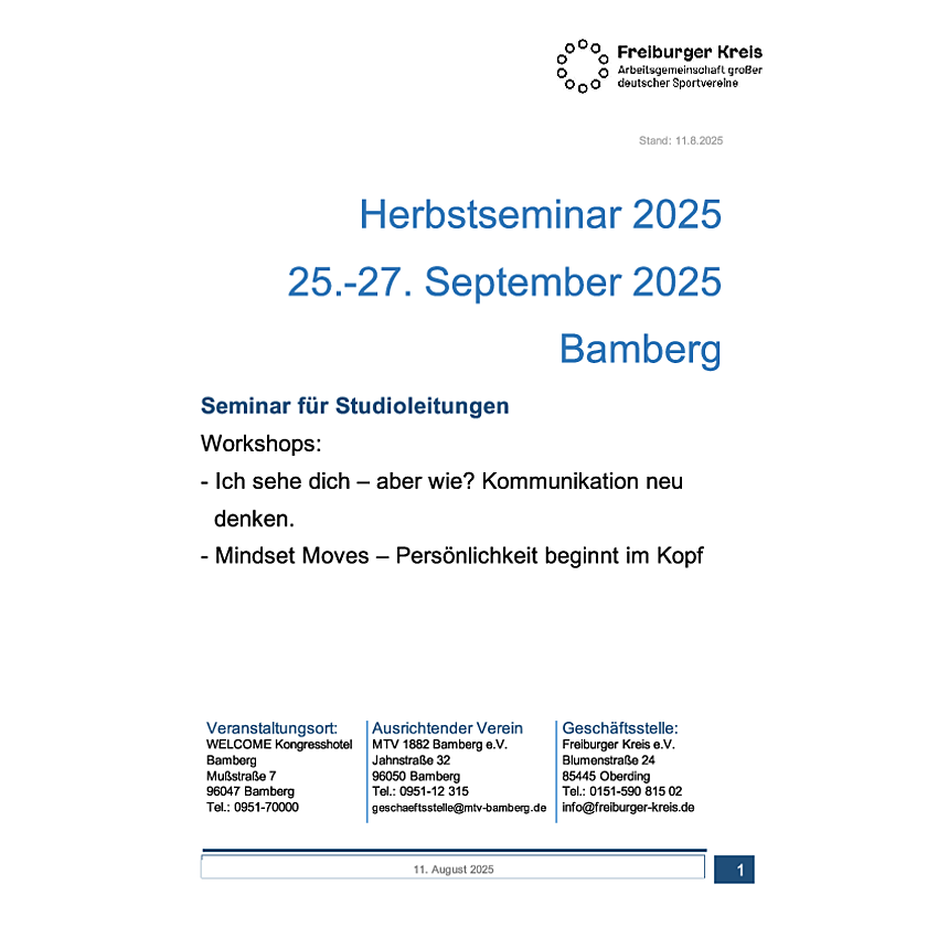 Programm Studio 2025 Bamberg
