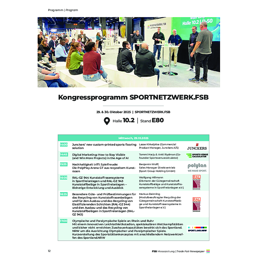 Kongressprogramm SPORTNETZWERK.FSB 2025
